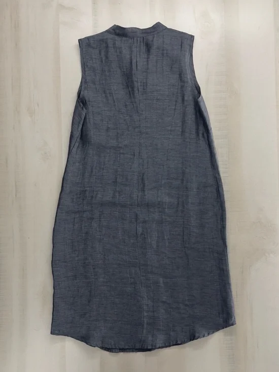 nwot NUTHATCH lagenlook linen blend shine gray sleeveless dress artsy S - Picture 4 of 5